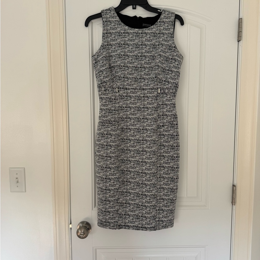 Enfocus Studio Black and White Sheath Midi Dress